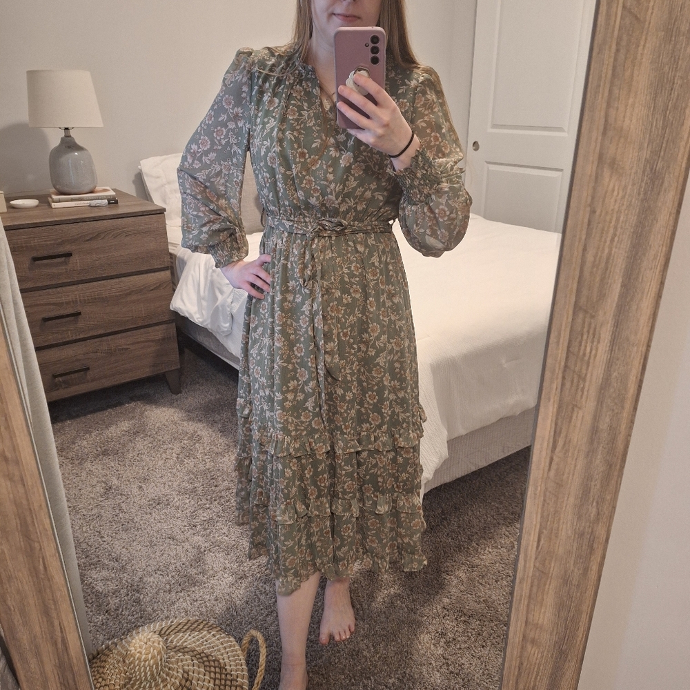 Orange Creek Fall Floral Midi Dress Size Small